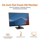 Monitor IPS de 24 pulgadas 75 Hz alimentado con tecnología AOC FHD 1080P HDMI, puerto de pantalla y entrada VGA, compatible con VESA, altavoces integrados para oficina y hogar, color negro