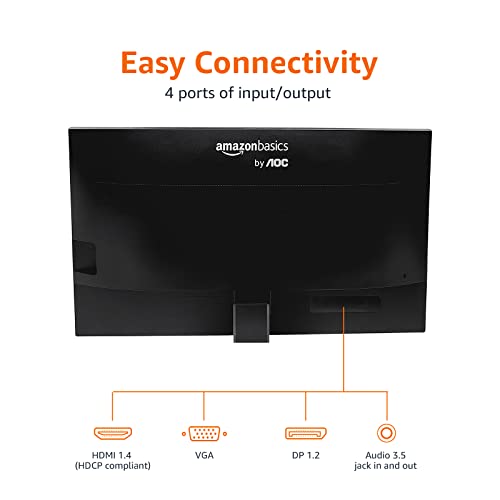 Monitor IPS de 24 pulgadas 75 Hz alimentado con tecnología AOC FHD 1080P HDMI, puerto de pantalla y entrada VGA, compatible con VESA, altavoces integrados para oficina y hogar, color negro