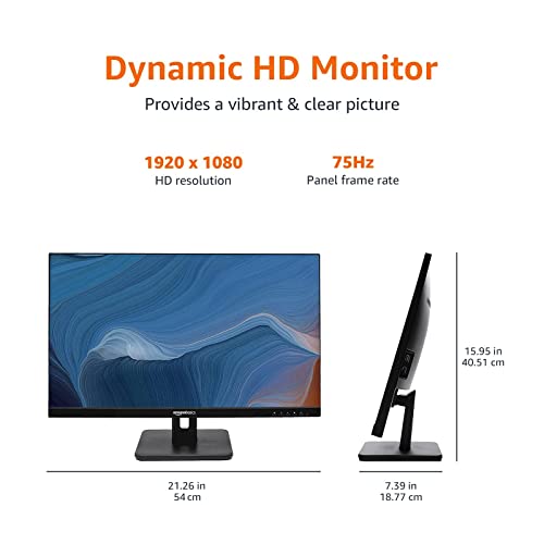 Monitor IPS de 24 pulgadas 75 Hz alimentado con tecnología AOC FHD 1080P HDMI, puerto de pantalla y entrada VGA, compatible con VESA, altavoces integrados para oficina y hogar, color negro