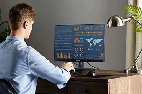 Monitor IPS de 24 pulgadas 75 Hz alimentado con tecnología AOC FHD 1080P HDMI, puerto de pantalla y entrada VGA, compatible con VESA, altavoces integrados para oficina y hogar, color negro