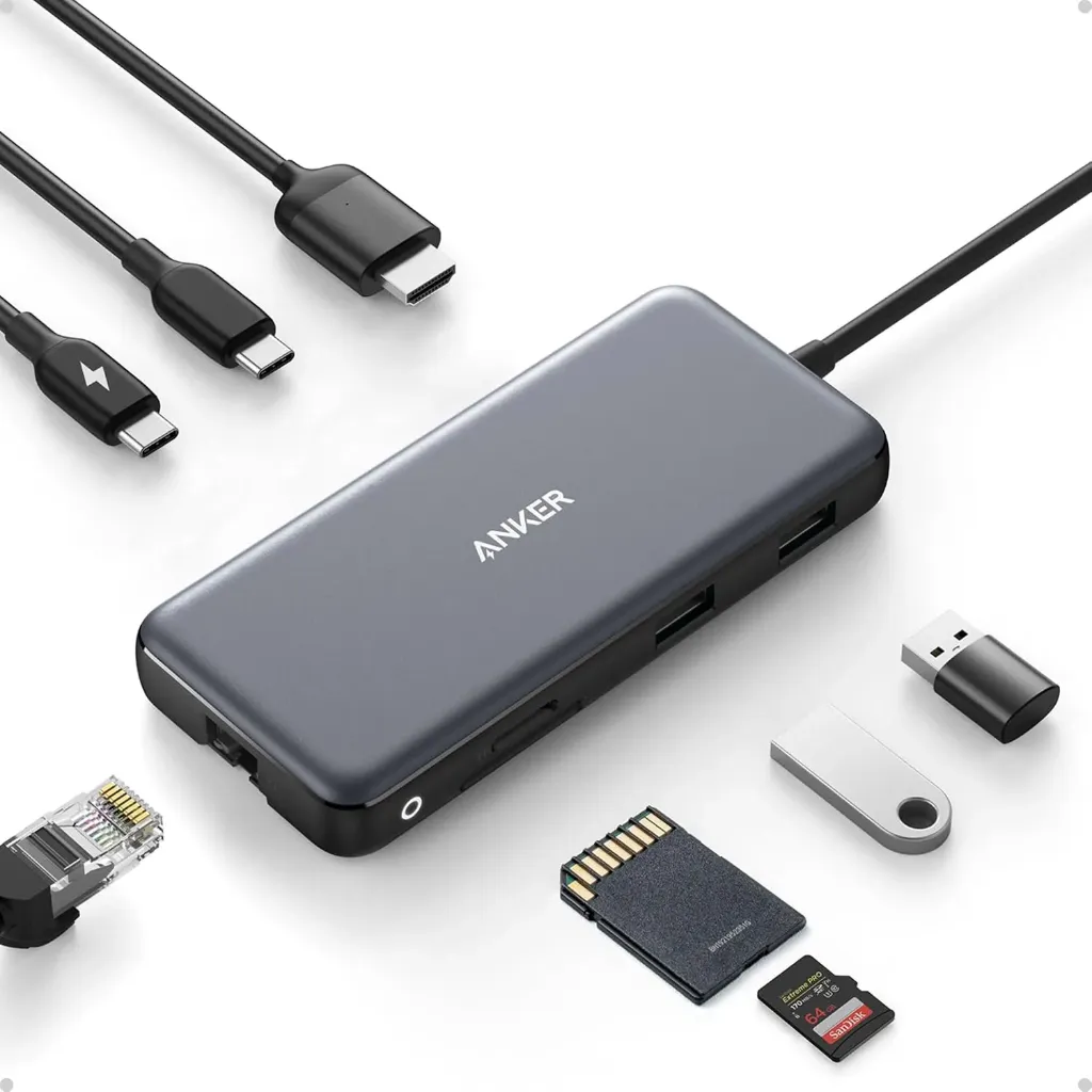 Anker USB-C Hub, 8-in-1 Multiport Ethernet Adapter with 4K@60Hz HDMI Port
