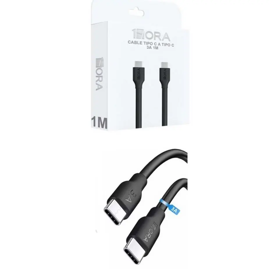 [CAB252N-300] CABLE TIPO C A TIPO C 3A 1M NEGRO 1 HORA